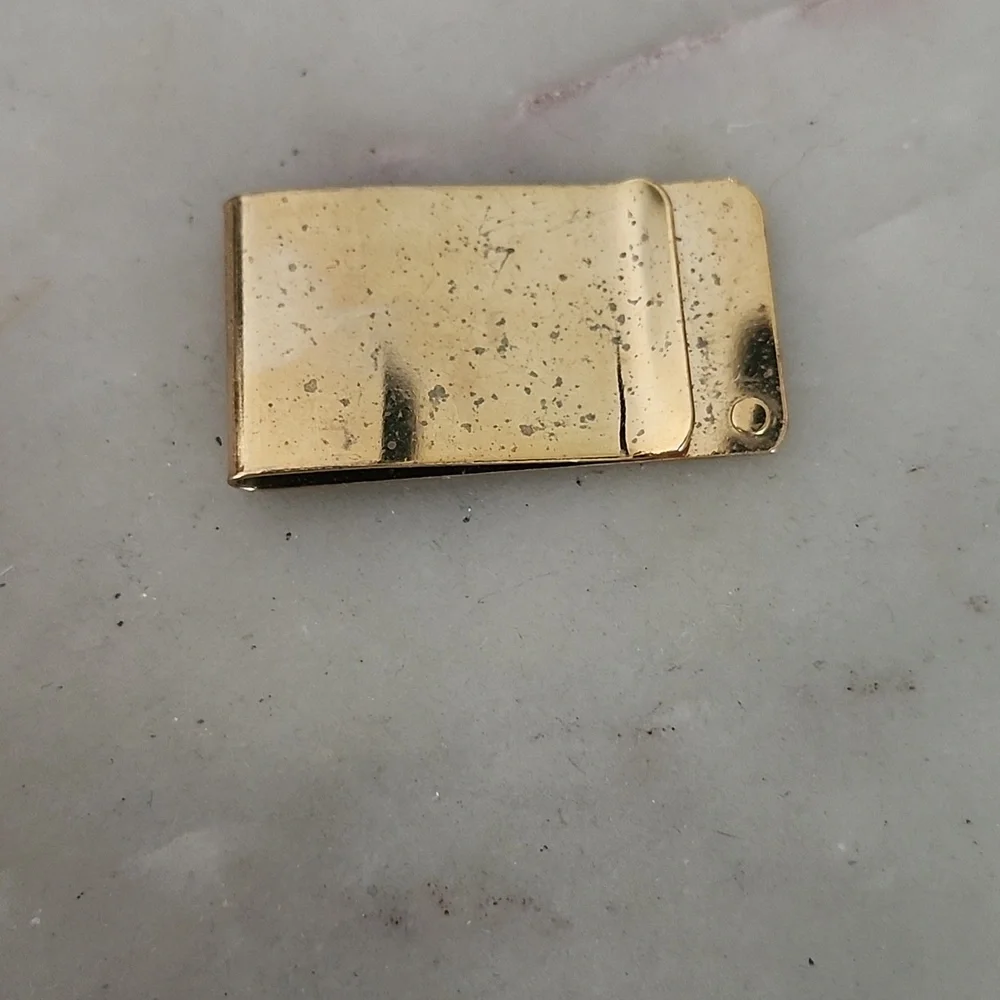 Vintage Gold Tone Money Clip with Single Crystal Accent